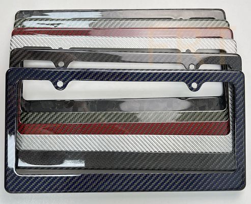 Blaue Kohlefaser-Lizenzplattenrahmen Kohlefaser-Auto-Plattenhalter für USA Kanada Autos